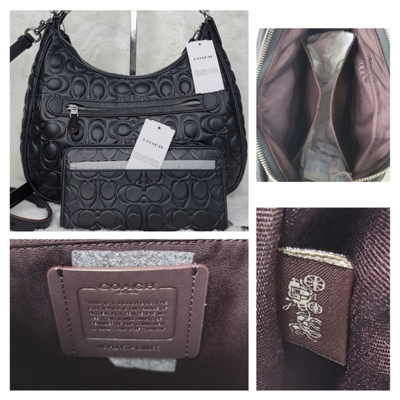 🔥SALE COACH 2 SET Black Signature 3-in-1 Handbag Shoulder Bag Crossbody Purse - Picture 10 of 16